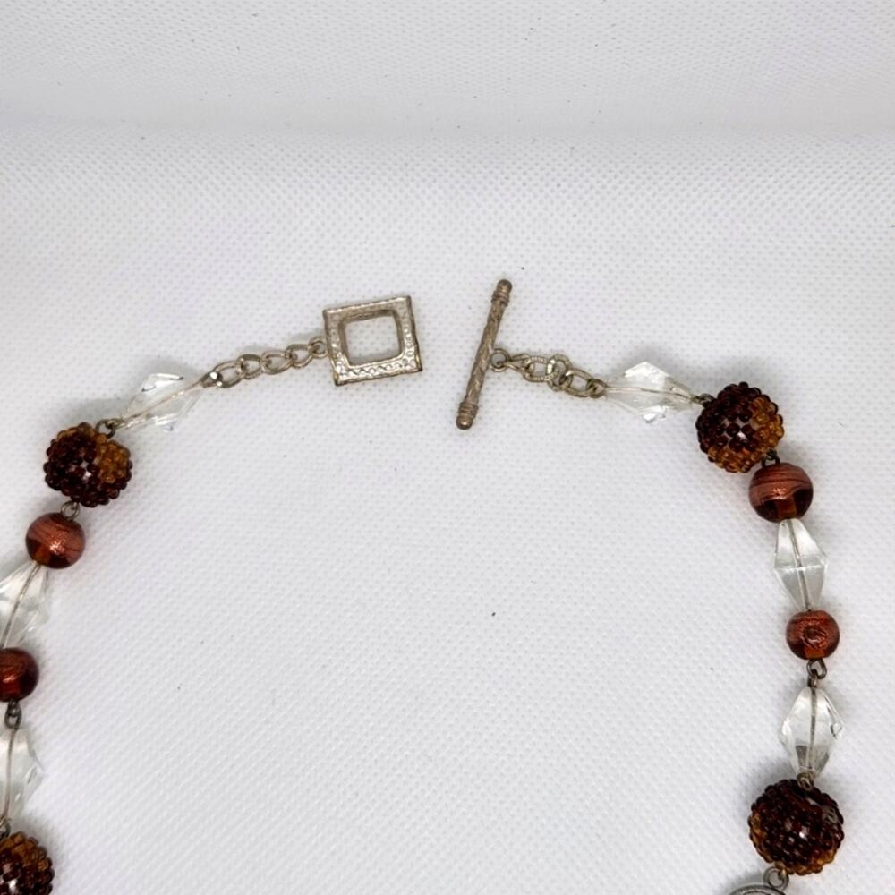 Elegant Brown and Clear Beaded Necklace - Picture 2 of 4